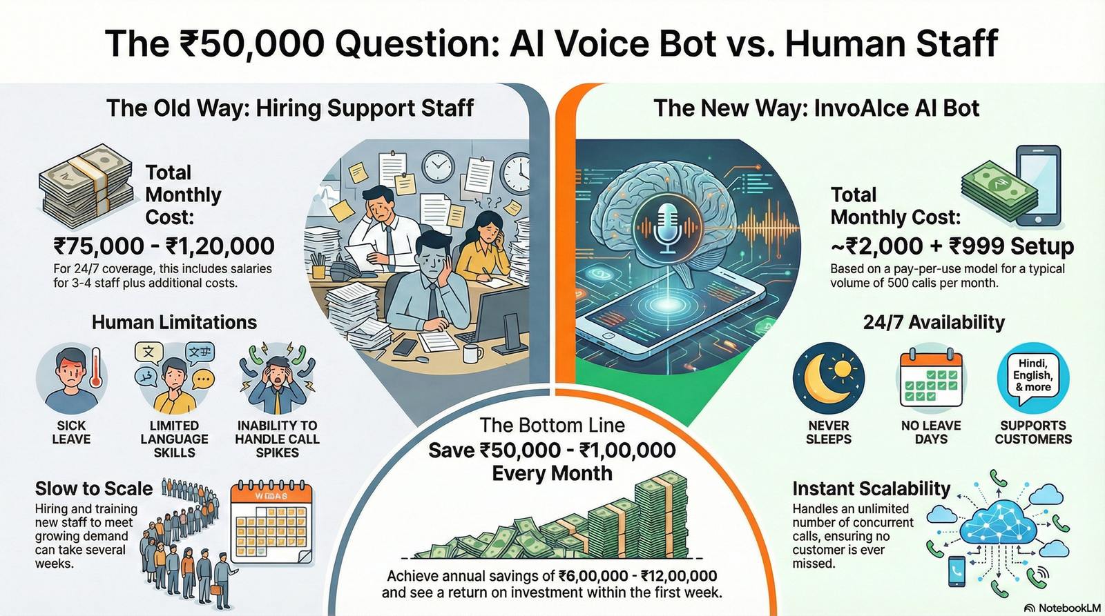 InvoAIce - AI Voice Bot and WhatsApp Chatbot Platform for Indian Businesses